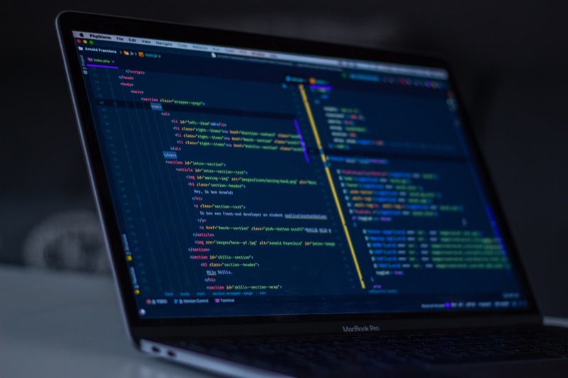 Custom software development code on screen for business automation tools
